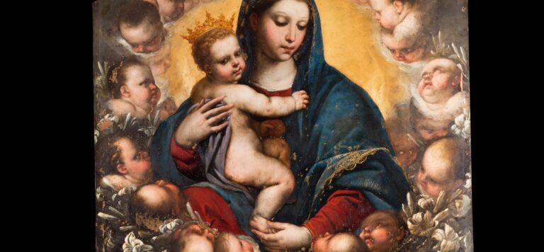 Luca Giordano Madonna della Purita olio su rame dopo il restauro Sacrestia Tesoro di San Gennaro ph Simone Florena 1728x800 c