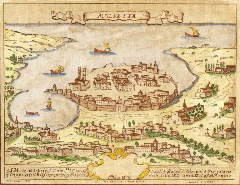 Veduta della Citta di Molfetta. G. B. Pacichelli Napoli 1703